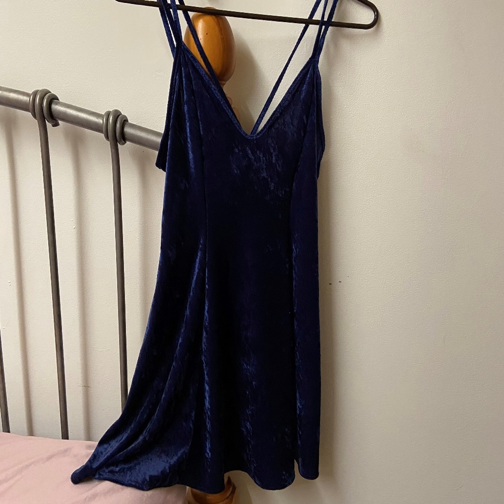 Little Blue Velvet Looking Slip Dress